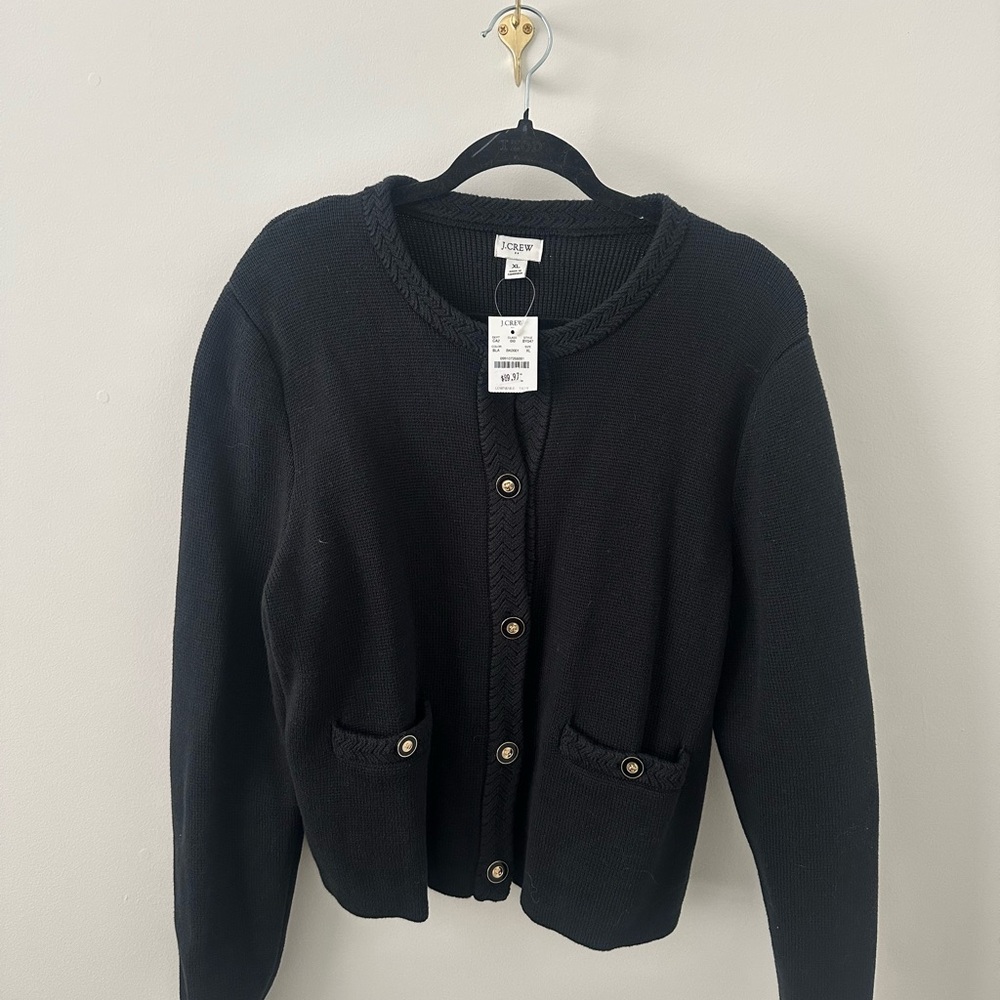 J.Crew Black Button-Up Knit Cardigan